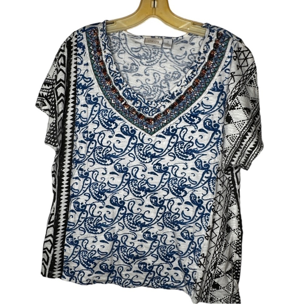 Chico's Beaded Cotton Top